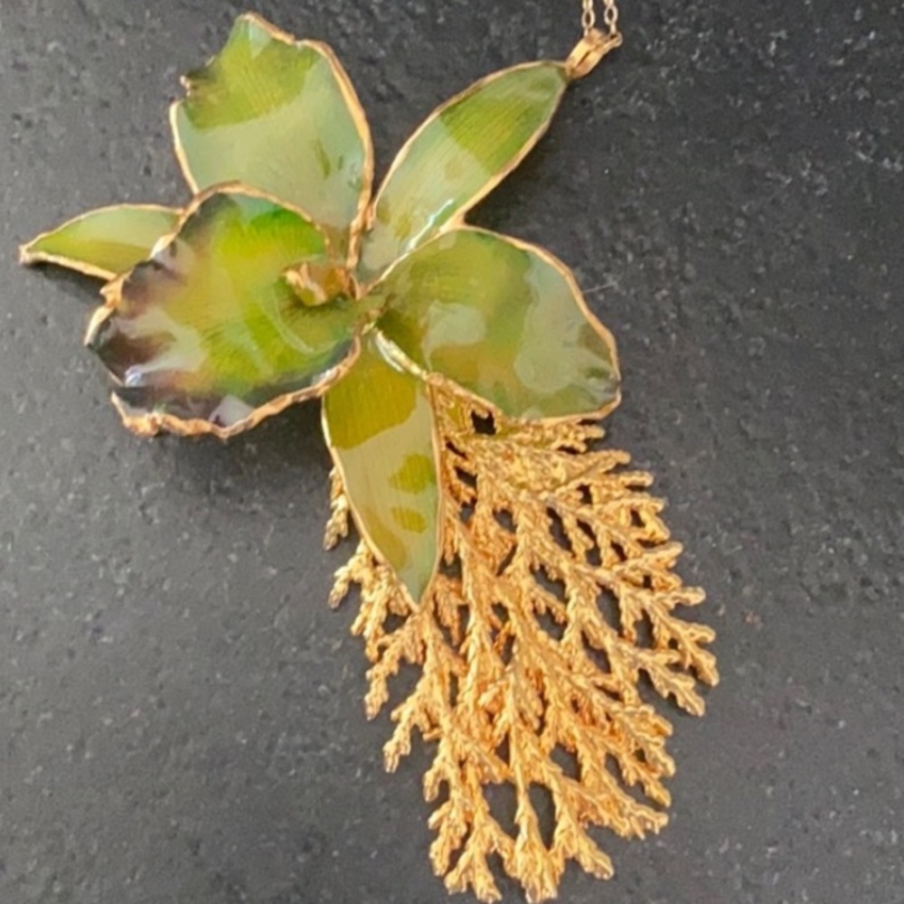 Statement Necklace: Orchid Dipped In Gold - image 1